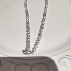 Elegant Silver Pearl Necklace